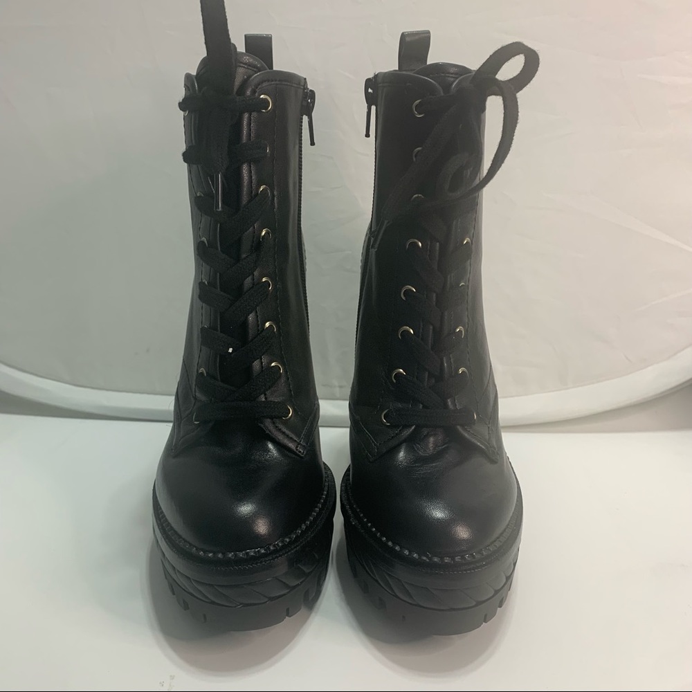 Gianni Bini HalandTwo Chunky Lug Sole Lace-Up Platform Heeled Booties